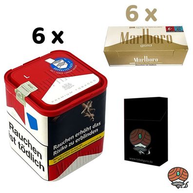 Marlboro Rot Tabak 6x 103g L Dose + 6x Marlboro Gold Extra Filterhülsen + Zubeh