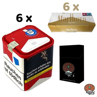 Marlboro Rot Tabak 6x 103g L Dose + 6x Marlboro Gold Filterhülsen + Zubehör
