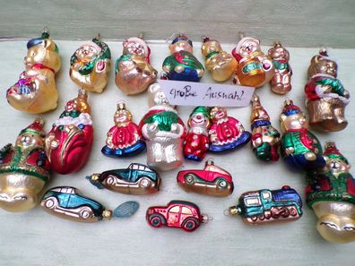 90er Teddybären Lokomotive Harlekin Clown Auto Christbaumkugeln Christborn