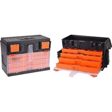 Werkzeugkasten Angelkoffer 45x26x32cm schwarz/orange Werkzeugkiste Werkzeugbox Werkze