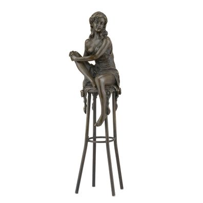 Moritz Bronzefigur Frau sitzt auf einem Barhocker Höhe 27,5 cm 0,8 kg Skulptur Statue