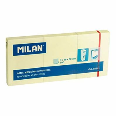 Haftnotizen Milan 3 in 1 Gelb 10 Stück 38 x 50 mm