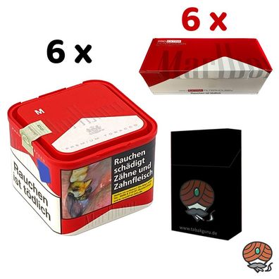 Marlboro Red/Rot Tabak 6x 70g M Dose + Marlboro Rot Extra Filterhülsen + Zubehör