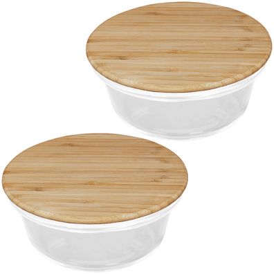 Vorratsdose Glas mit Bambusdeckel - 2 Stück 15,5 x 7 cm