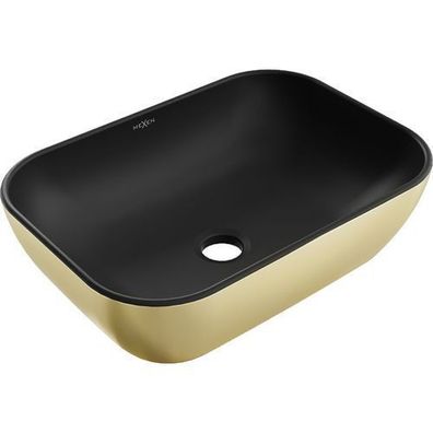 Mexen Rita Ovales Aufsatzwaschbecken 45,5x32,5 cm Schwarz/Gold Matt Keramik
