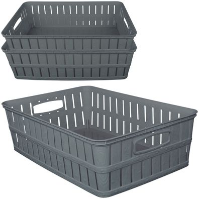 Aufbewahrungskorb Aufbewahrungsbox 16L grau - 3 Stück