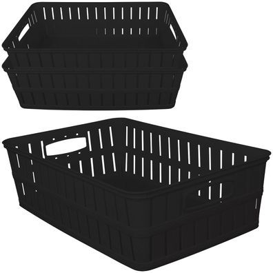 Aufbewahrungskorb Aufbewahrungsbox 10L schwarz - 3 Stück