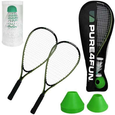 Badminton Schläger und Federball Set (Grün)