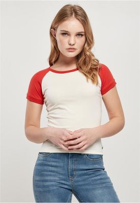 Urban Classics Damen T-Shirt Ladies Organic Stretch Short Retro Baseball Tee