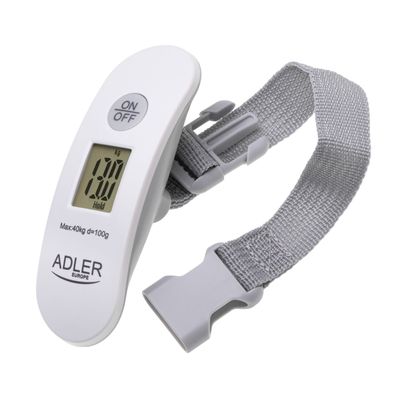 Adler AD 8189 Reisegepäckwaage 40 kg mit LCD-Display & Tara-Funktion - Weißgrau