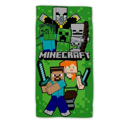 Minecraft Baumwolle Strandtuch Frottee Badetuch mit Premium Druck, 70x140 cm