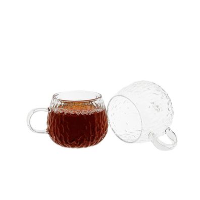 Gläser-Set mit Henkel 250 ml - Hitzebeständiges Glas mit strukturiertem Design