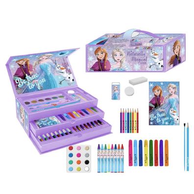 Disney Frozen Mal- und Zeichenkoffer – Kinder Kreativset mit Stiften & Zubehör