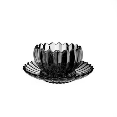 Dessertgläser mit Unterteller, 12-teiliges Glasschalenset - Lotus Design