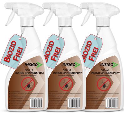 INSIGO 3x500ml Anti Spinnenspray Mittel Schutz Abwehr vertreiben Spinnen frei ex
