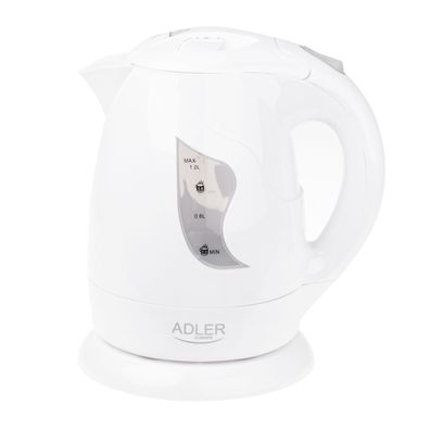 Adler AD 08 Wasserkocher 850 W - 1 L, 360° drehbar, Weiß