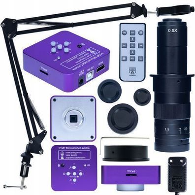 Rosfix Set Mikroskopkamera 51MP mit Arm & 180x Objektiv | HDMI USB C-Mount