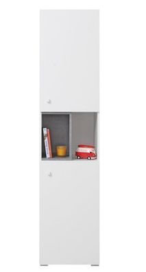 Schrank Sigma SI - 5 Hochschrank, Regal mit 2 Türen (Weiß Lux/ Beton)