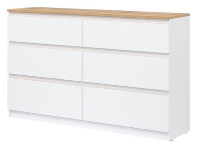 Kommode 78x84x35 cm REMI RM03 Schubladenkommode 6 Schubladen Weiß/ Evoke Eiche