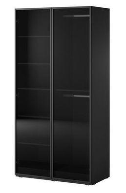 Kleiderschrank Sandbox Drehtürenschrank Schrank 101x200x51 cm schwarz/Antisol-glass