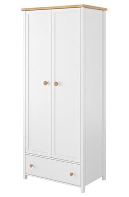 Kleiderschrank LSTORY SO12 Schrank Drehtürenschrank Weiß/ Nash Eiche
