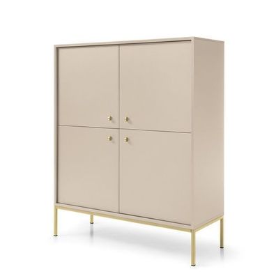Wohnzimmerschrank Mono MK104 Kommode beige/goldenes Gestell