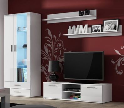 Moderne Wohnwand SOHO 10 mit Blauer LED Beleuchtung