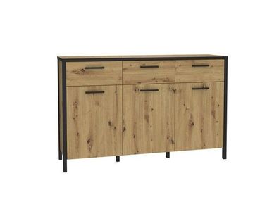 Sideboard 140 cm Kirikus KUSK233 Kommode 3 Türiger mit 3 Schubladen