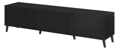 Fernsehschrank NOVA in Matte MDF-Platte Lowboard 186 cm (Schwarz)