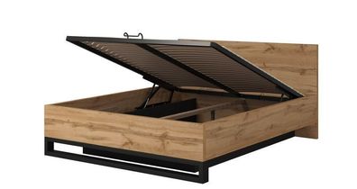 Bett 160x200 cm HALLE 51 mit Bettkasten Lattenrost Wotan Eiche