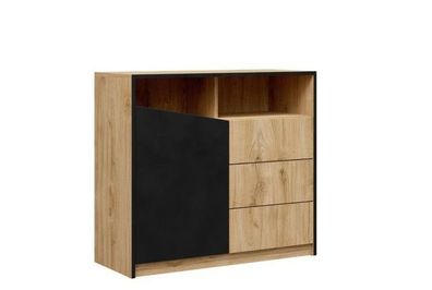 Kommode Aston - 5 Schubladenschrank ewige Eiche / schwarz