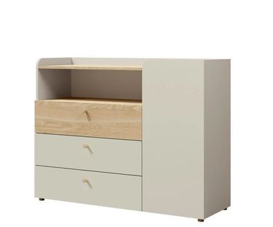 Kommode Yuki Y9 Schubladenschrank graubeige/ geölte Eiche