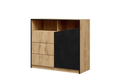 Kommode Aston - 4 Schubladenschrank ewige Eiche / schwarz
