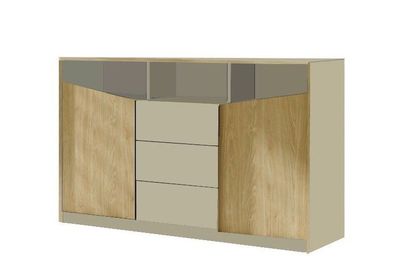 Kommode Aston - 3 Sideboard ewige Graubeige/ Oliveneiche