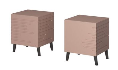 2 x Nachttisch NOVA in Matte MDF-Platte Nachtschrank Nachtkästchen (Rosa)