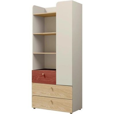 Regal YUKI Y3 Regalschrank Schrank graubeige/ geölte Eiche/ koral