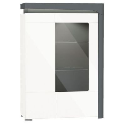 Vitrine rechts 64 cm THEA-White WHW-2P Schrank 2 türiger Vitrinenschrank Led