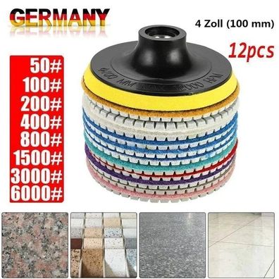12x Diamant Polierscheiben Für Granit Set Schleifpad Steinschleifer Polierpad