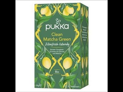 Pukka 3x Pukka Bio-Kräutertee Clean Matcha Green, 20 Teebeutel 20x1,5g