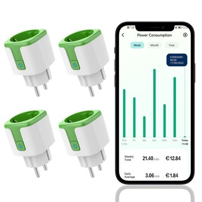 WLAN Steckdose mit Strommessung Energiekostenmesser Stromzähler WiFi Smart Plug