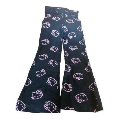 Hello Kitty Mädchen-Leggings mit Schlag | Schwarz-Pink | Gr. 134–170
