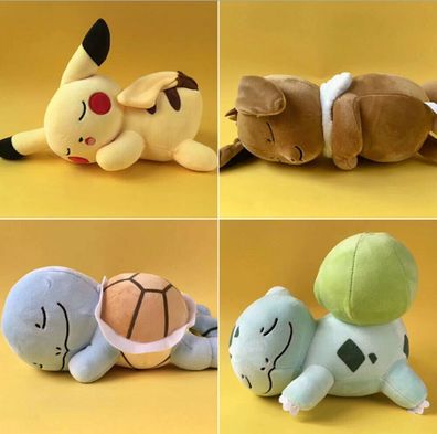 Spielzeug Pokemon Kuscheltier Evoli Pikachu Schiggy Bisasam Pluschtier 25cm schlafend