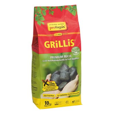 proFagus Grillis Premium Buchen Grill Holzkohlebriketts 10kg Beutel