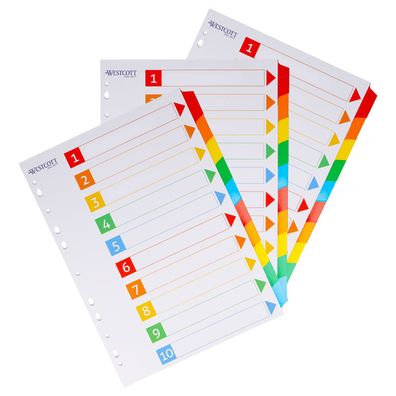 Register Trennblätter A4 aus Karton Eurolochung 10 farbige Taben nachhaltig FSC