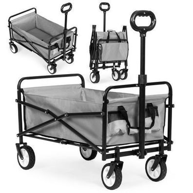 BEMI Grosser Transport Gartenwagen Klappbar 90x48cm GRAU