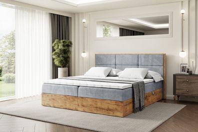 Boxspringbett mit Matratze, Boxbett, Topper, Polsterbett mit Bettkasten LOLLI1