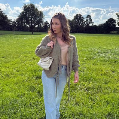 Damen Strickjacke Cardigan mit Schleifen Sophia Khaki, Onesize (XS-XL) Frauen