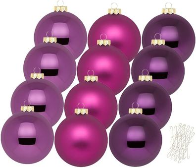 Weihnachtskugeln 12 Stk 8cm Purple Deluxe mit Haken