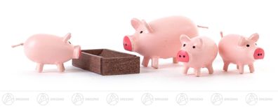 Miniatur Schweinefamilie (5) H=ca 2,5cm NEU Erzgebirge Weihnachtsfigur Holzfigur