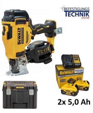 DeWalt Akku Dachpappnagler DCN45RND2-QW 18V 2x5,0Ah T-Stak-Box für Dachpappnägel